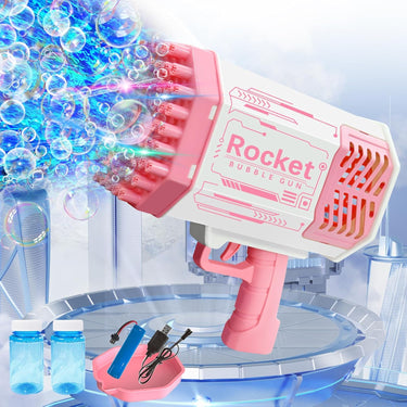 69 Holes Rechargeable Bazooka Colorful Bubble Gun